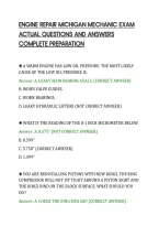 Engine Repair Michigan Mechanic Exam&NewLine;Actual Questions And Answers&NewLine;Complete Preparation