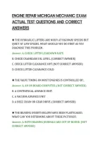 Engine Repair Michigan Mechanic Exam&NewLine;Actual Test Questions And Correct&NewLine;Answers