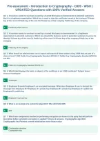 Pre&shy;assesment &shy; Introduction to Cryptography &shy; C839 &shy; WGU &vert;&NewLine;UPDATED Questions with 100&percnt; Verified Answers