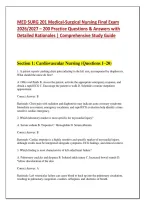 MED SURG 201 Medical-Surgical Nursing Final Exam 2026&sol;2027 &ndash; 200 Practice Questions & Answers with Detailed Rationales &vert; Comprehensive Study Guide