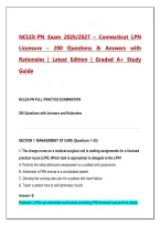 NCLEX-PN Exam 2026&sol;2027 &ndash; Connecticut LPN Licensure Practice Test&colon; 200 Questions & Answers with Detailed Rationales &vert; Comprehensive Study Guide