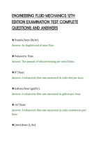Engineering Fluid Mechanics 12Th&NewLine;Edition Examination Test Complete&NewLine;Questions And Answers