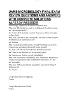 Uams-Microbiology-Final Exam Review Questions And Answers With Complete Solutions Already Passed&excl;&excl;&excl;