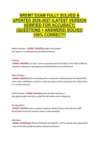 Nremt Exam Fully Solved & &NewLine;Updated 2026-2027 &lpar;Latest Version &NewLine;Verified For Accuracy&rpar; &NewLine;&lpar;Questions &plus; Answers&rpar; Solved &NewLine;100&percnt; Correct&excl;&excl; 