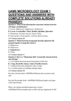 Uams Microbiology Exam 1 Questions And Answers With Complete Solutions Already Passed&excl;&excl;&excl;