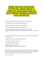 Nremt Practice Questions&colon; &NewLine;Future Emt Group Grade A&plus; &NewLine;Complete Exam Questions And &NewLine;100&percnt; Verified Answers &lpar;2026&sol;2027&rpar; &NewLine;Pass Guarantee 