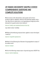 Ap Human Geography Multiple Choice&NewLine;Comprehensive Questions And&NewLine;Complete Solutions