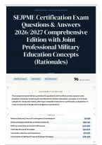 SEJPME Certification Exam Questions & Answers 2026&sol;2027 Comprehensive Edition with Joint Professional Military Education Concepts &lpar;Rationales&rpar;