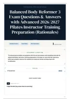 Balanced Body Reformer 3 Exam Questions & Answers with Advanced 2026&sol;2027 Pilates Instructor Training Preparation &lpar;Rationales&rpar;
