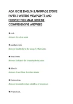 Aqa Gcse English Language 8700&sol;2&NewLine;Paper 2 Writers Viewpoints And&NewLine;Perspectives Mark Scheme&NewLine;Comprehensive Answers