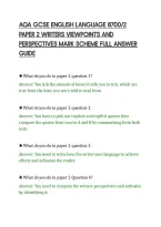 Aqa Gcse English Language 8700&sol;2&NewLine;Paper 2 Writers Viewpoints And&NewLine;Perspectives Mark Scheme Full Answer&NewLine;Guide