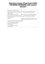 Med-Surg II Exam 5&sol;Final Exam LEWIS TEXTBOOK PROBLEMS with correct answers&NewLine;