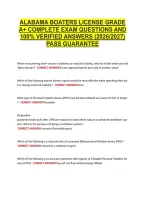 Alabama Boaters License Grade &NewLine;A&plus; Complete Exam Questions And &NewLine;100&percnt; Verified Answers &lpar;2026&sol;2027&rpar; &NewLine;Pass Guarantee 