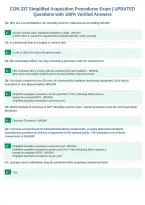 CON 237 Simplified Acquisition Procedures Exam &vert; UPDATED&NewLine;Questions with 100&percnt; Verified Answers&NewLine;