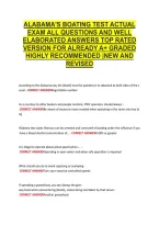 Alabama's Boating Test Actual &NewLine;Exam All Questions And Well &NewLine;Elaborated Answers Top Rated &NewLine;Version For Already A&plus; Graded &NewLine;Highly Recommended &vert;New And &NewLine;Revised 