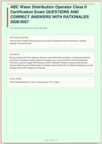 ABC Water Distribution Operator Class II Certification Exam &vert; QUESTIONS AND CORRECT ANSWERS WITH RATIONALES &vert; 2026&sol;2027&NewLine;