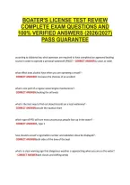 Boater's License Test Review &NewLine;Complete Exam Questions And &NewLine;100&percnt; Verified Answers &lpar;2026&sol;2027&rpar; &NewLine;Pass Guarantee 