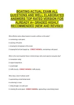 Boating Actual Exam All &NewLine;Questions And Well Elaborated &NewLine;Answers Top Rated Version For &NewLine;Already A&plus; Graded Highly &NewLine;Recommended &vert;New And Revised 