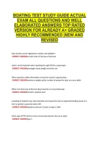 Boating Test Study Guide Actual &NewLine;Exam All Questions And Well &NewLine;Elaborated Answers Top Rated &NewLine;Version For Already A&plus; Graded &NewLine;Highly Recommended &vert;New And &NewLine;Revised