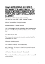 Uams Microbiology Exam 5 - Mycobacteria And Mycology Questions And Answers With Complete Solutions Already Passed&excl;&excl;&excl;