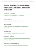 Ent 101 Professional Exam Review&NewLine;With Tested Questions And Expert&NewLine;Solutions