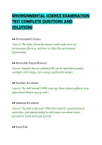 Environmental Science Examination&NewLine;Test Complete Questions And&NewLine;Solutions