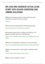 Epa Lead Risk Assessor Actual Exam Script With Solved Questions And Verified Solutions