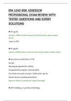 Epa Lead Risk Assessor Professional Exam Review With Tested Questions And Expert Solutions