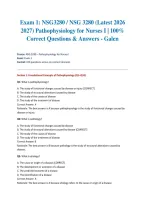 Exam 1&colon; NSG3280 &sol; NSG 3280 &lpar;Latest 2026 &sol; 2027&rpar; Pathophysiology for Nurses I &vert; 100&percnt; Correct Questions & Answers - Galen&NewLine;