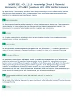 MGMT 3301 &shy; Ch&period; 12&shy;15 &shy; Knowledge Check & Flatworld&NewLine;Homework &vert; UPDATED Questions with 100&percnt; Verified Answers