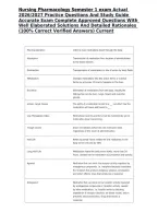 Nursing Pharmacology Semester 1 exam Actual 2026&sol;2027 Practice Questions And Study Guide Accurate Exam Complete Approved Questions With Well Elaborated Solutions And Detailed Rationales &lpar;100&percnt; Correct Verified Answers&rpar; Current&NewLine;