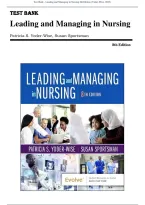 Test Bank - Leading and Managing in Nursing 8th Edition &lpar;Yoder-Wise&comma; 2023&rpar; Chapter 1-25 &vert; All Chapters with Answers and Rationales