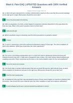 NUR 134 Week 6&colon; Pain EAQ &vert; UPDATED Questions with 100&percnt; Verified&NewLine;Answers