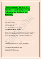 Liberty University CJUS 610 Quiz 6&colon; Homeland Security and Leadership Technology &lpar;Verified Q&As with Rationales&rpar;
