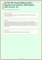 CS 7641 ML Practice Midterm Exam &vert; Questions and Answers &vert; 2026-2027 Update  &vert; A&plus; Guide - GT&period;&NewLine;