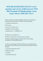 NUR 2063 RASMUSSEN EXAM 3 review questions and correct verified answers&sol; NUR 2063 Essentials of Pathophysiology Latest Exam 3 Review 2026-2027 &lpar;New&excl;&rpar;