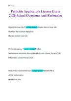 Pesticide Applicators License Exam&NewLine;2026&vert;Actual Questions And Rationales 