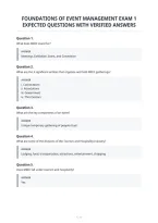 Foundations Of Event Management Exam 1&NewLine;Expected Questions With Verified Answers