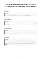 Foundations Of Us Government Updated&NewLine;Actual Exam Questions And Correct Answers