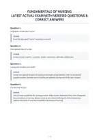 Fundamentals Of Nursing&NewLine;Latest Actual Exam With Verified Questions &&NewLine;Correct Answers