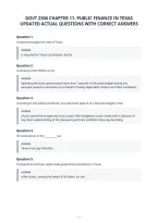 Govt 2306 Chapter 11- Public Finance In Texas&NewLine;Updated Actual Questions With Correct Answers