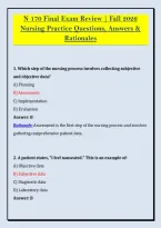 N 170 Final Exam Review &vert; Fall 2026 &NewLine;Nursing Practice Questions&comma; Answers & &NewLine;Rationales