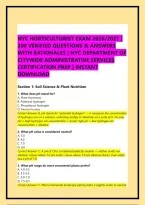 Nyc Horticulturist Exam 2026&sol;2027 &vert; 200 Verified Questions & Answers With Rationales &vert; Nyc Department Of Citywide Administrative Services Certification Prep &vert; Instant Download