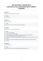 Bio 250 Exam 1 &lpar;Adams Byu&rpar;&NewLine;Updated Actual Questions With Correct&NewLine;Answers