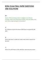 Bcba Exam Final Paper Questions&NewLine;And Solutions