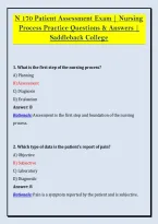 N 170 Patient Assessment Exam &vert; Nursing &NewLine;Process Practice Questions & Answers &vert; &NewLine;Saddleback College