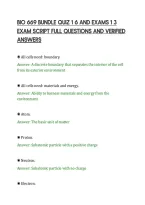 Bio 669 Bundle Quiz 1 6 And Exams 1 3&NewLine;Exam Script Full Questions And Verified&NewLine;Answers