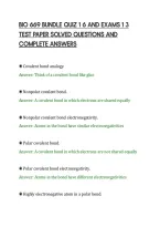 Bio 669 Bundle Quiz 1 6 And Exams 1 3&NewLine;Test Paper Solved Questions And&NewLine;Complete Answers