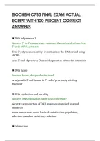 Biochem C785 Final Exam Actual&NewLine;Script With 100 Percent Correct&NewLine;Answers