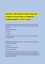 Ostomy Care Exam Review 2026&sol;2027 &vert; &NewLine;Complete Questions & Answers &vert; Comprehensive Study Guide &NewLine;